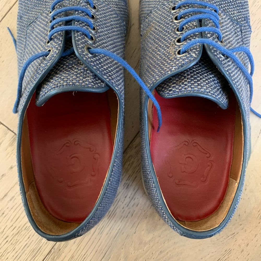 Grenson Blue Canvas Oxfords - Picture 3 of 8